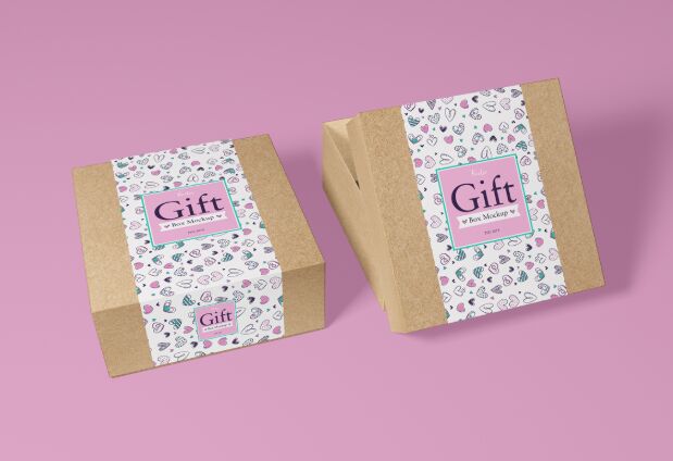 Free Packaging Craft Paper Gift Box Mockup PSD 2018