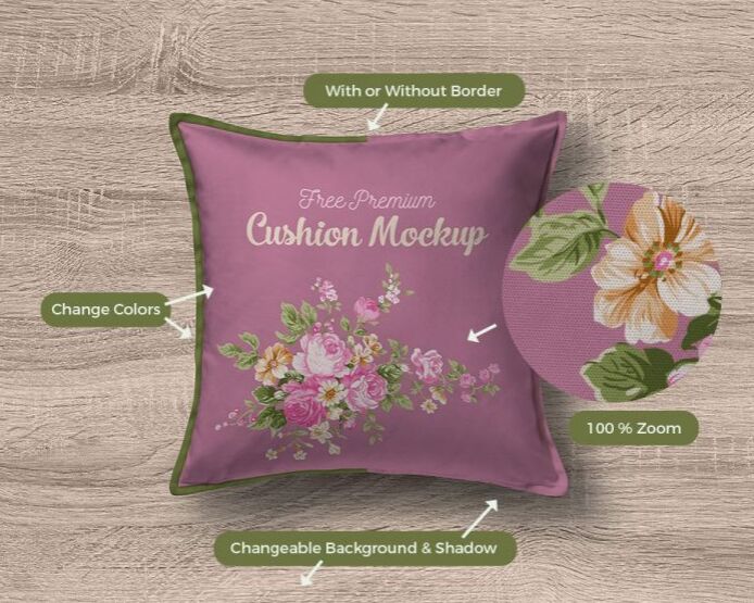Free Premium Pillow Cushion Cover Mockup PSD