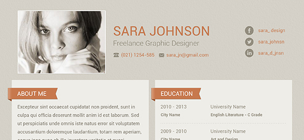 Free PSD Creative Resume Design