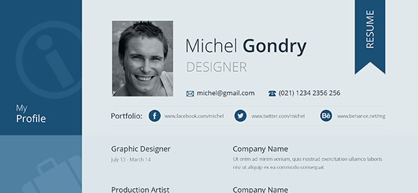 Free PSD Flat Design Resume