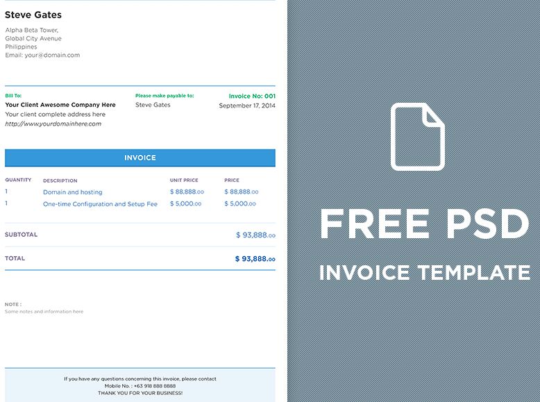 FREE PSD Invoice Template