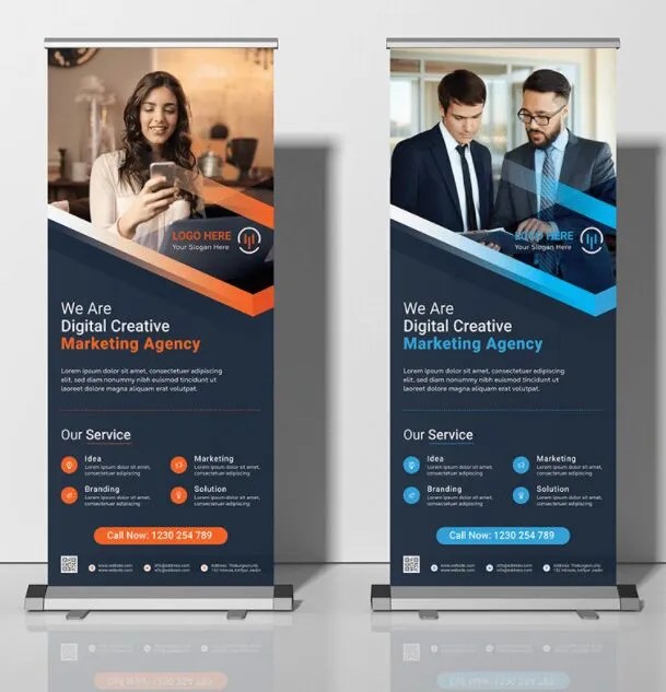 Free Psd Mockup and Eps Business Roll up Banners files