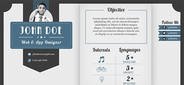 Free PSD Retro Design Resume