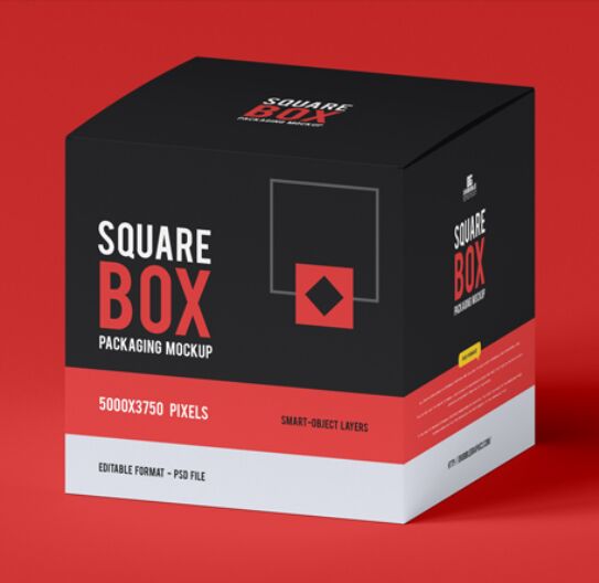 Free Square Box Packaging Mockup