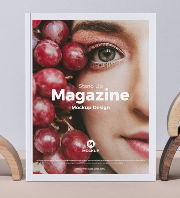 Free Stand Up Magazine Mockup Design