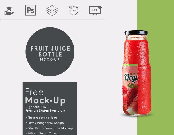 Fruit Juice Glass Container Mockup