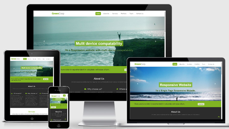 Green Corp-Flat free Responsive Mobile website