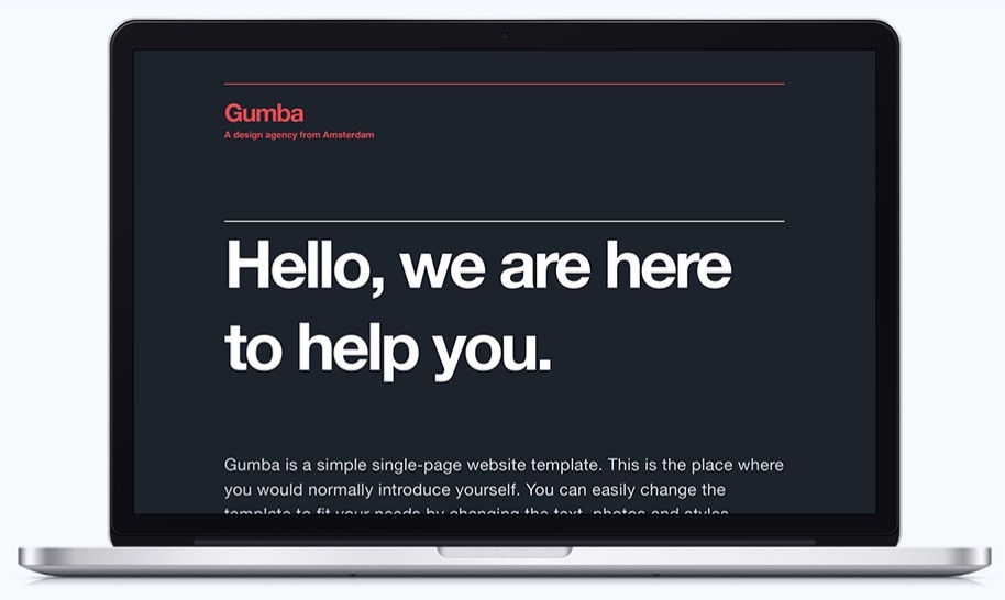Gumba - Single Page Website Template