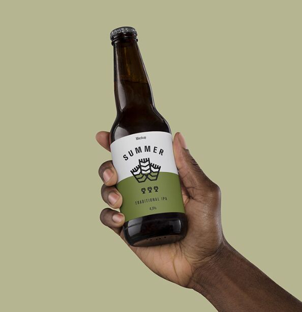 Hand Holding Beer Mockup