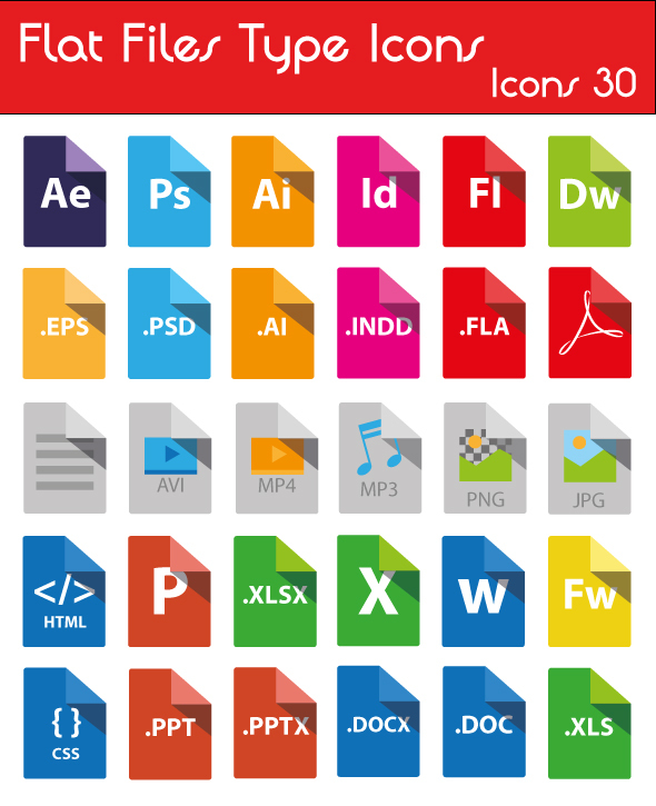 Icons File type flat Freebie