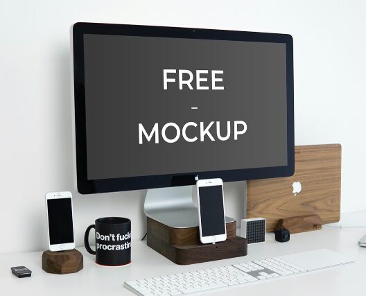 iMac Mockup Perspective Free PSD