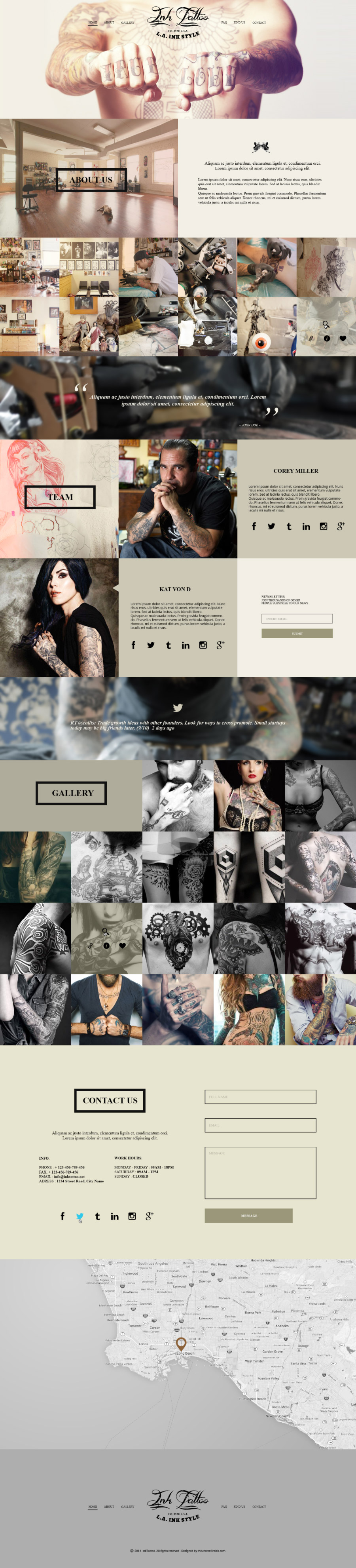 InkTattoo - Free Psd One Page Template