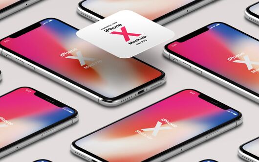 iPhone X PSD Mockup Isometric