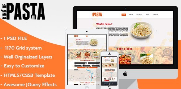 King of Pasta Website - Free HTML One Page Template