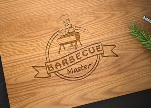 Logo Mockup On Modern Cutting Board