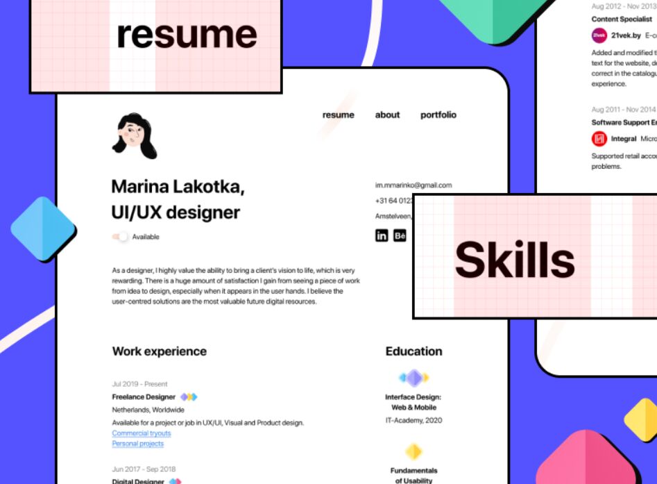 Minimal Figma CV Resume Freebie