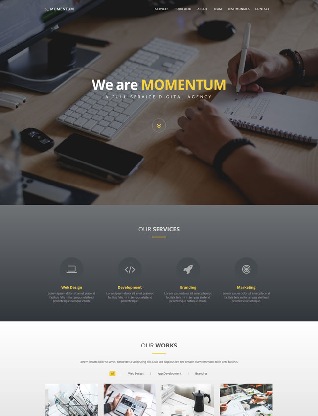 Momentum – Free One Page Creative Template