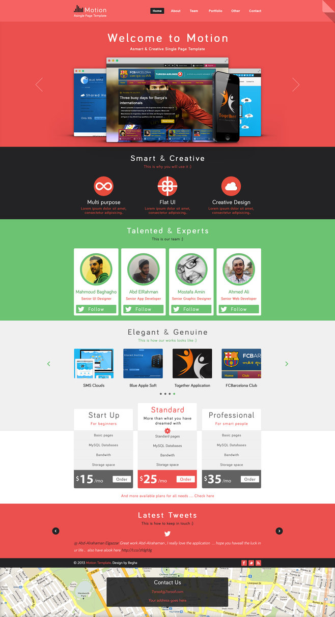 Motion single page PSD web template