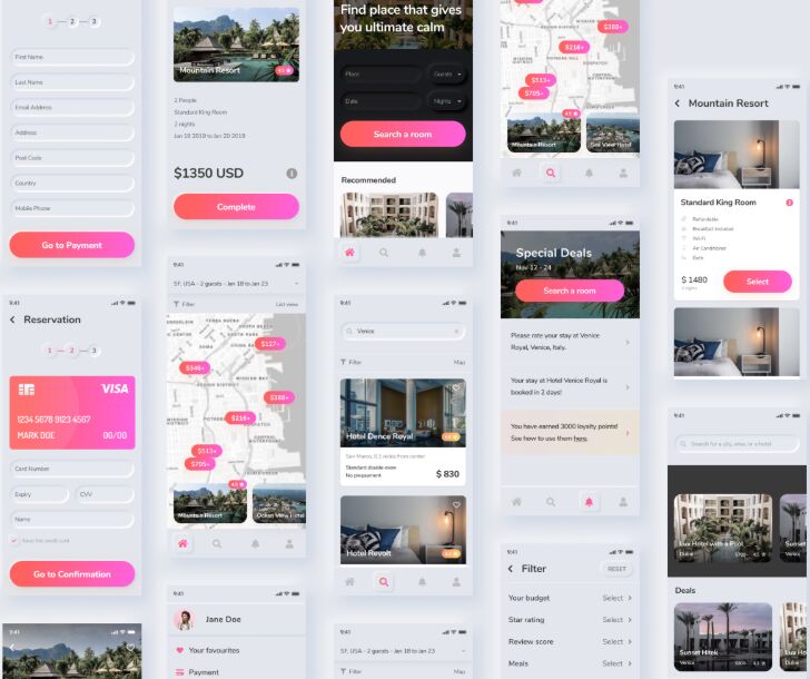 Neomorphic Travel UI Kit Free