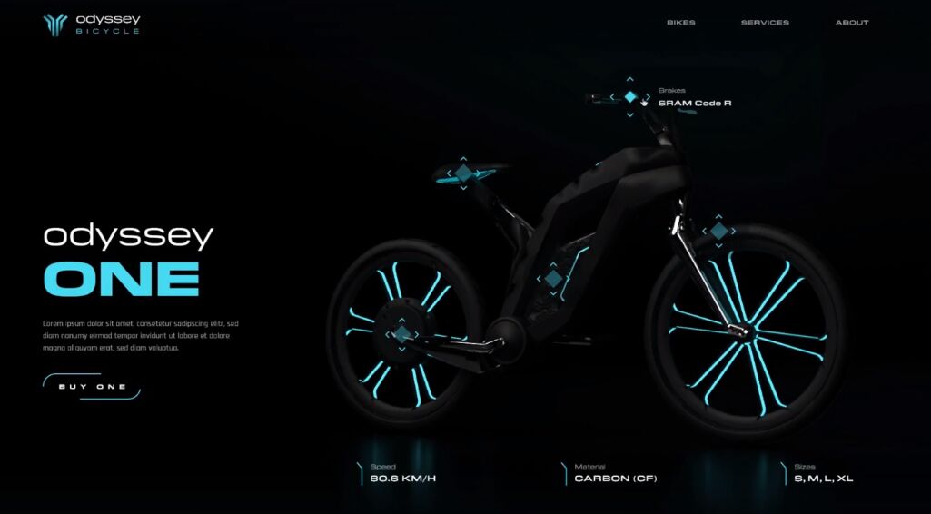 Odyssey Bicycle Landing Page Adobe XD Template