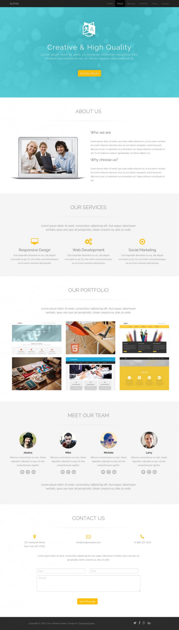 One Page Html Template