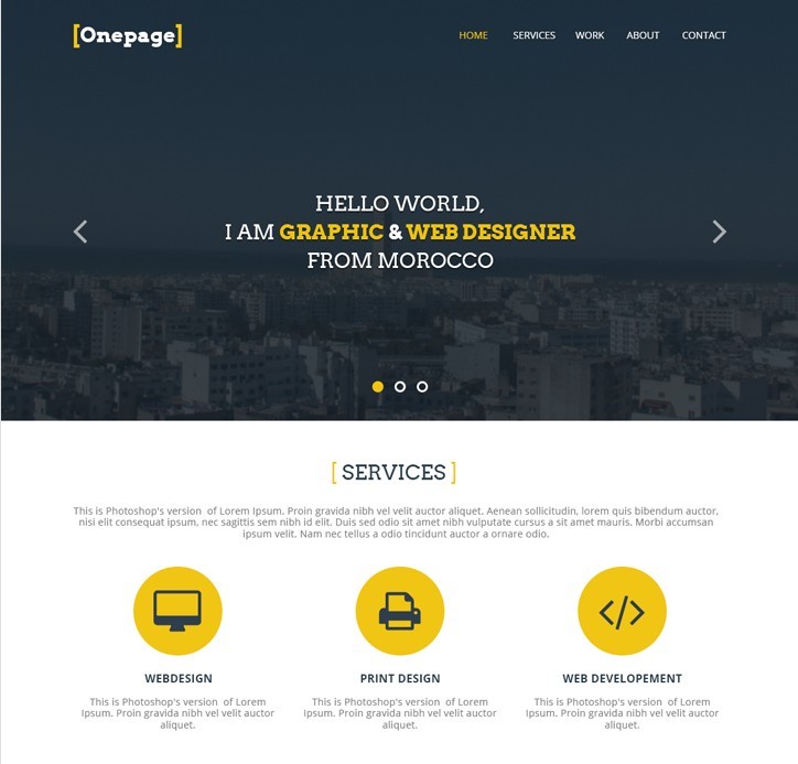 One Page Portfolio Website Template PSD