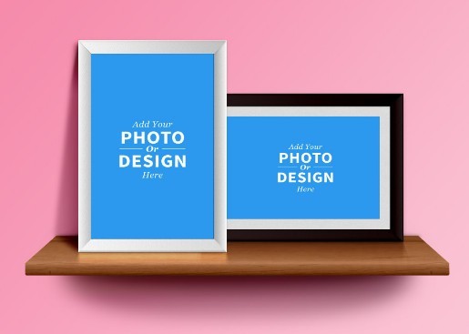 Photo Frames On The Shelf PSD