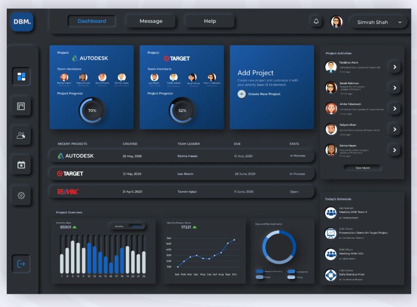 Project Manager Dashboard Neumorphism UI