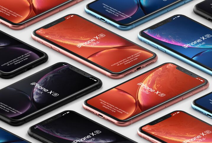 Psd iPhone XR Mockup Isometric Vol1