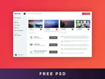 Remote Control Dashboard - Free PSD