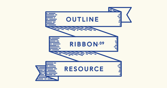 Retro Outline Ribbon Vector Set