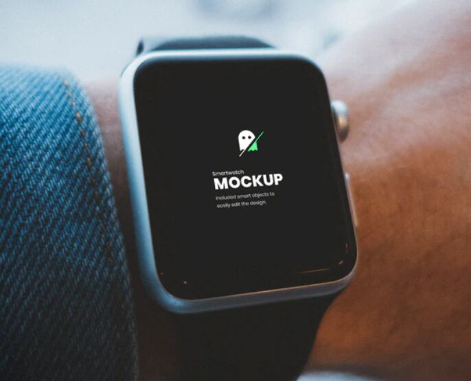 Smartwatch on Hand PSD Mockup