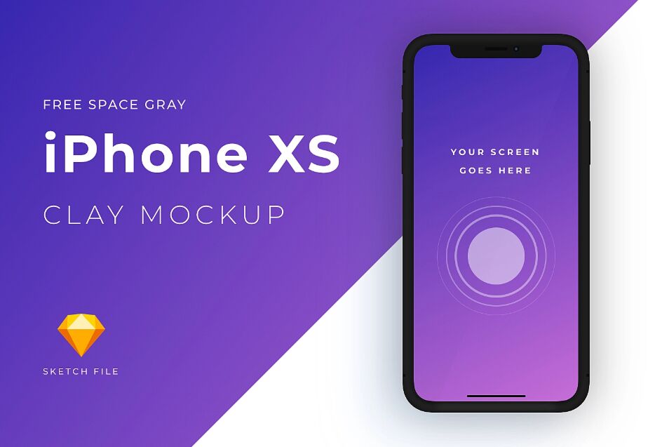 Space Gray iPhone XS Clay Mockup