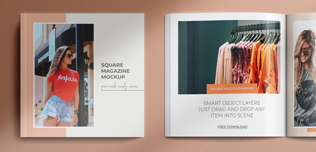 Square Magazine PSD Mockup Set