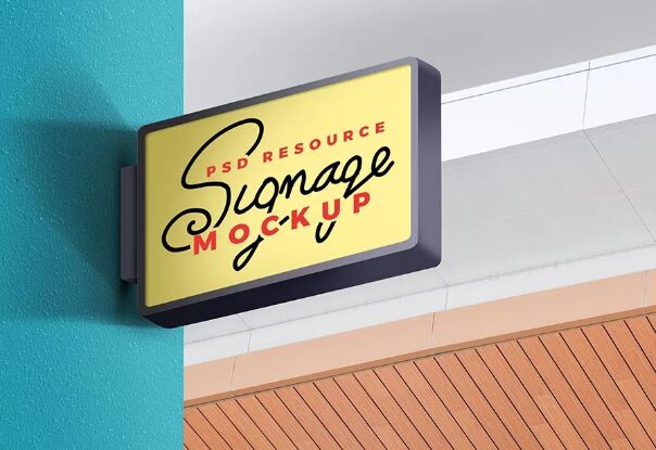 Store Wall Signage Mockup PSD