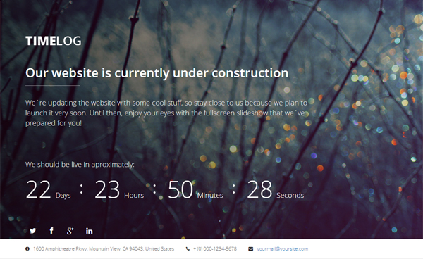TimeLog – Free Coming Soon Template