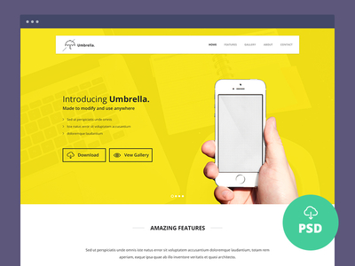 Umbrella - Ultimate App Landing Page PSD Template