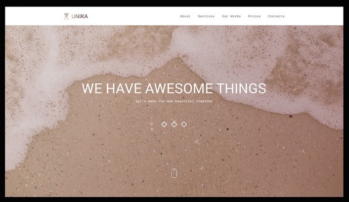 Unika. One page PSD template