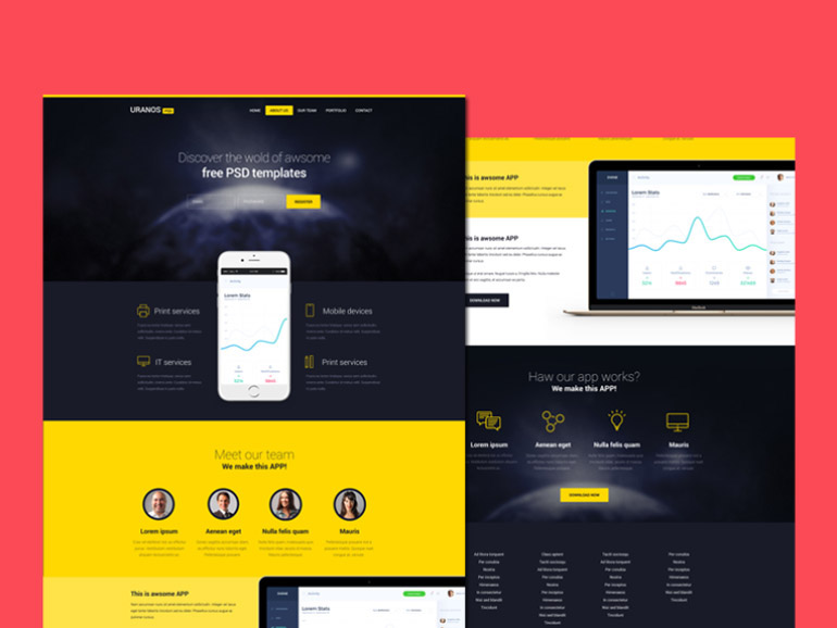 Uranos Free App Landing Page Template