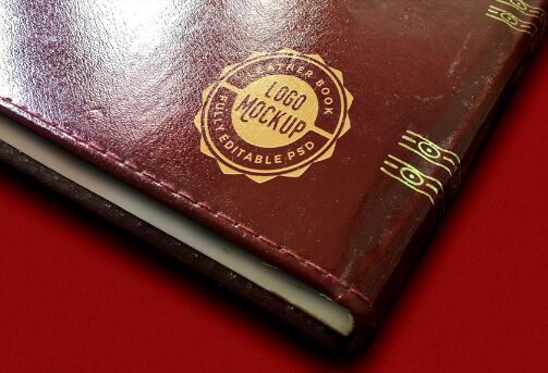 Vintage Leather Book Logo Mockup