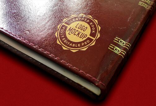 Vintage Leather Book Logo Mockup