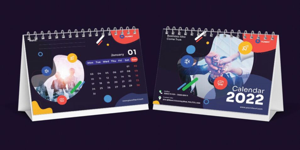 Wall and Desk Business Calendar 2022