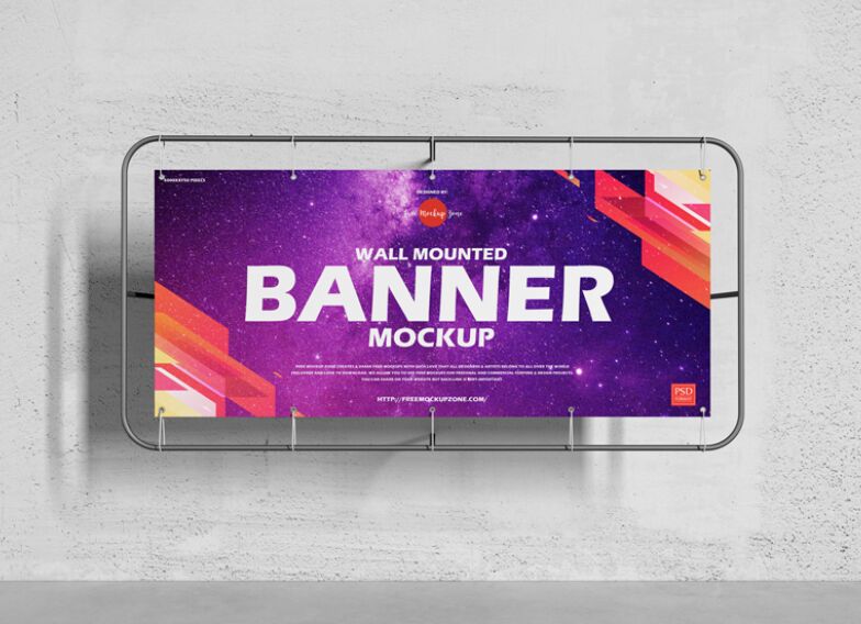 Wall Mounted Banner Mockup