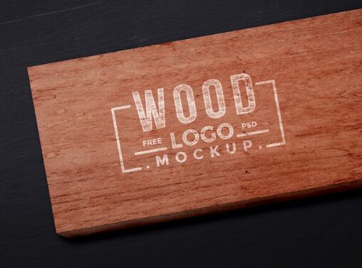 Wood Logo Mockup PSD