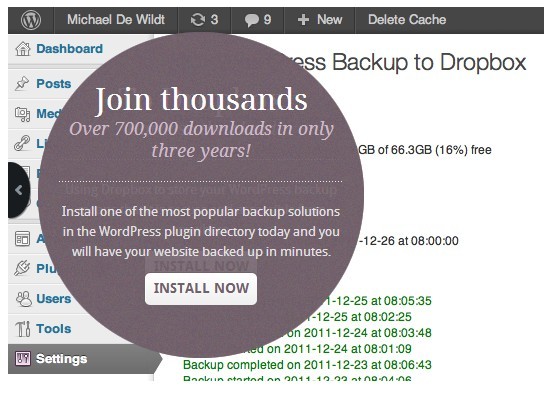 WordPress Backup to Dropbox