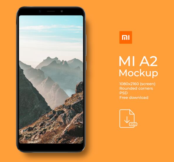 Xaiomi MI A2 Mockup PSD