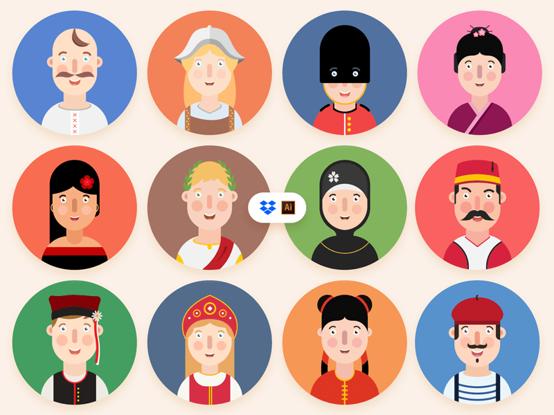 12 Avatars Free Icon Set