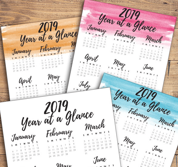 2019 PRINTABLE CALENDAR (A4)