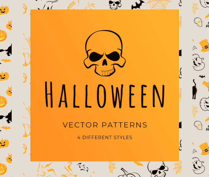 4 Vector Halloween Seamless Patterns