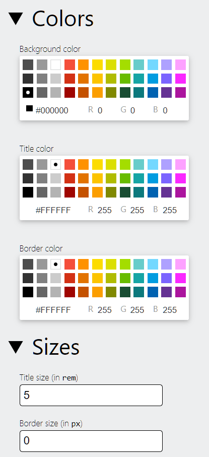 Banner Generator Colors and Size